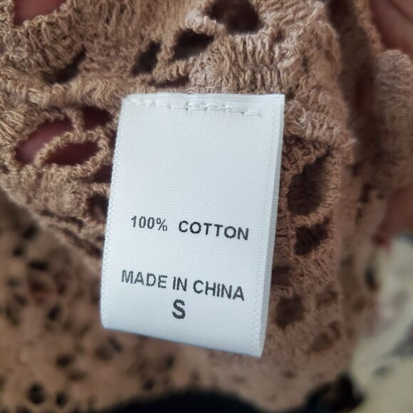 Bobeau Crochet Knit Top Small Brown Sheer Boho Floral Beachy Cover Up Festival - Picture 10 of 10